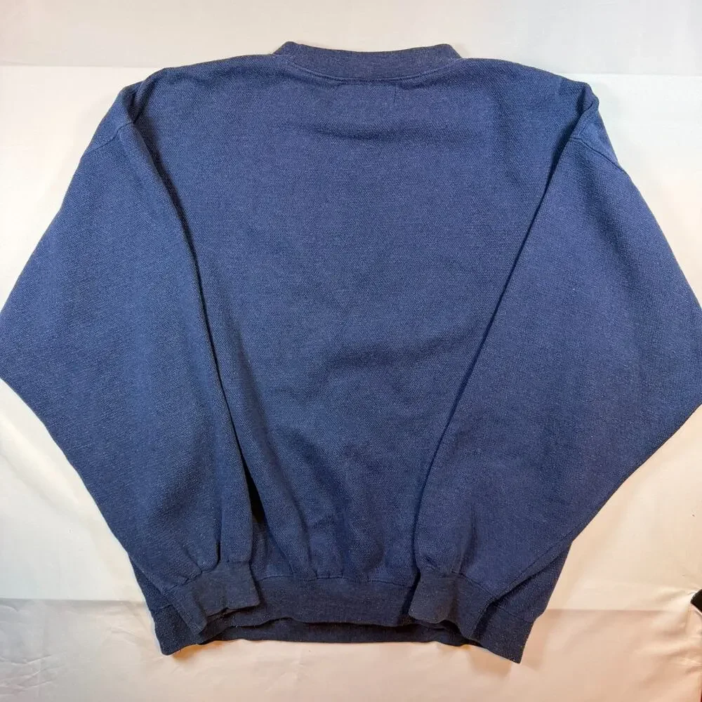 Vintage 90s Boss America USA Embroidered Blue Crewneck Sweater Mens Size Large